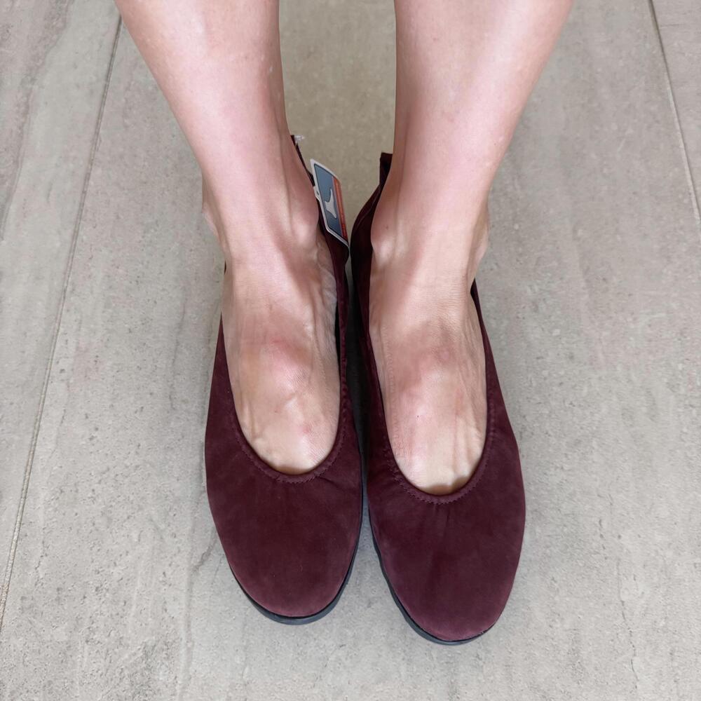 AETREX Ballerina Flats Suede Leather Burgundy Size 8.5 - Picture 6 of 9